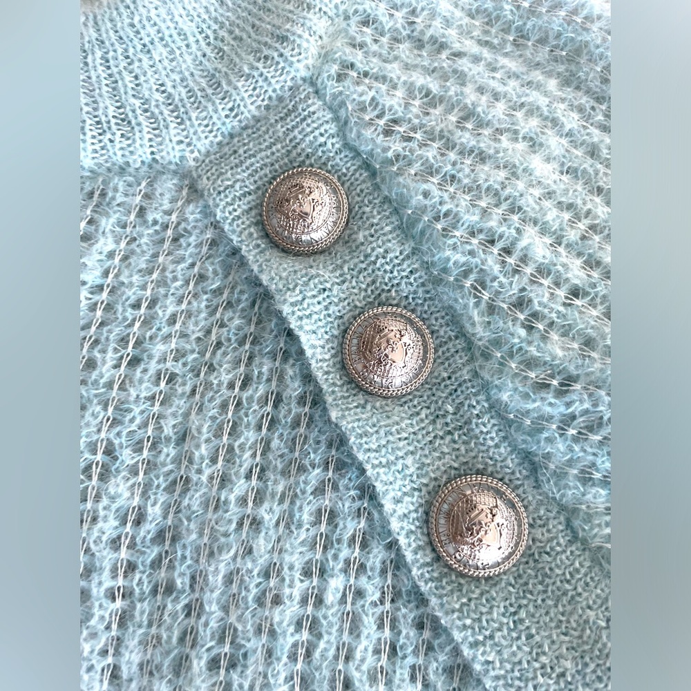 💔 SOLD BALMAIN women blue mohair blend sweater - Picture 4 of 5